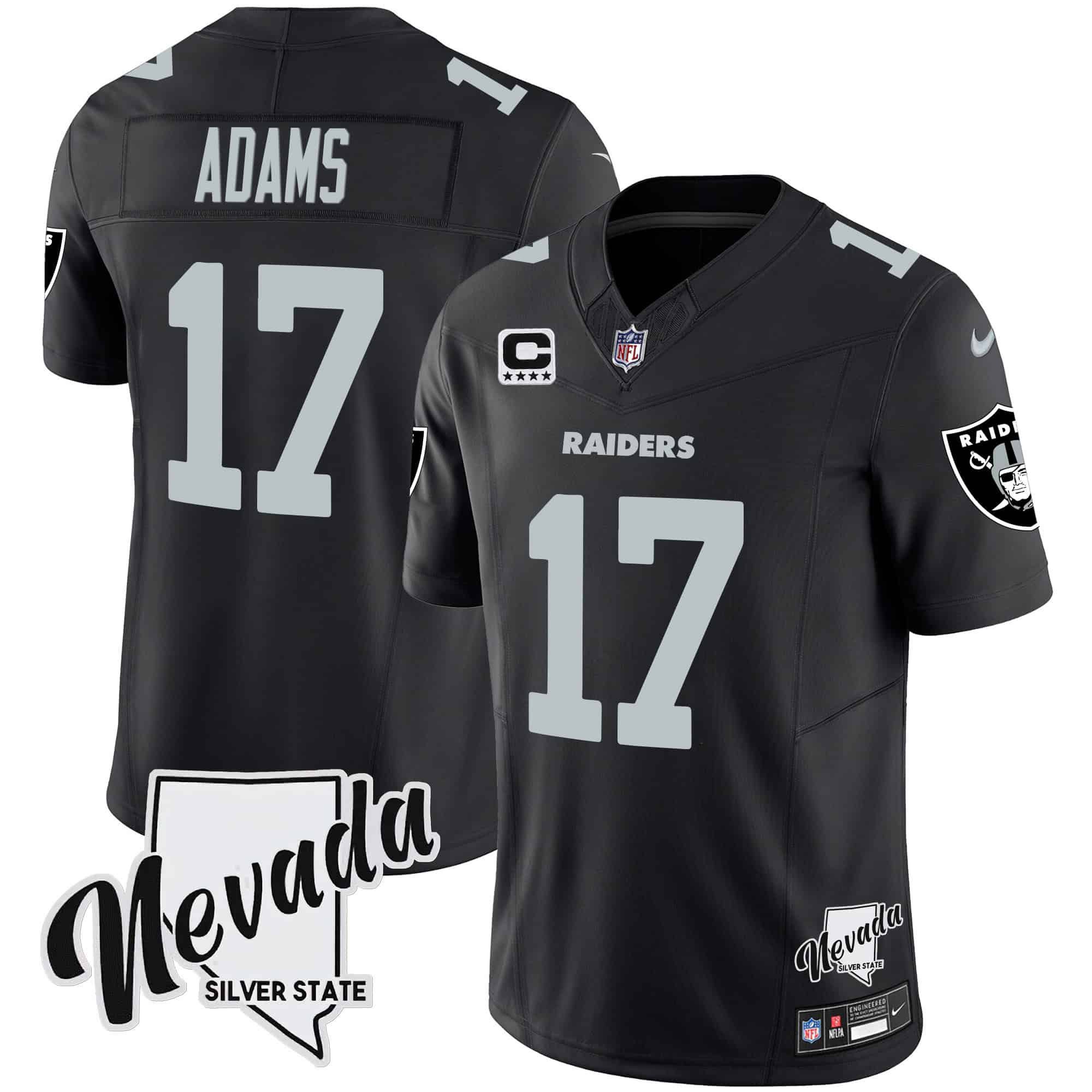 Men Oakland Raiders #17 Adams Black 2024 Nike Nevada Silver State Patch Vapor NFL Jersey style 1->indianapolis colts->NFL Jersey